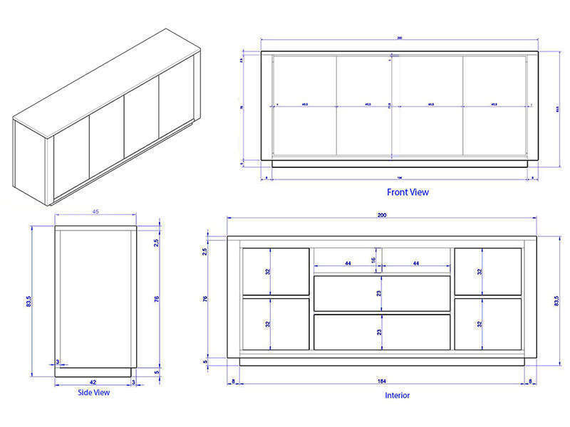 Shop drawing of the custom furniture for your approval