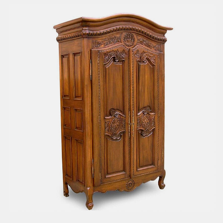 French classic bonnet top armoire made of mahogany wood