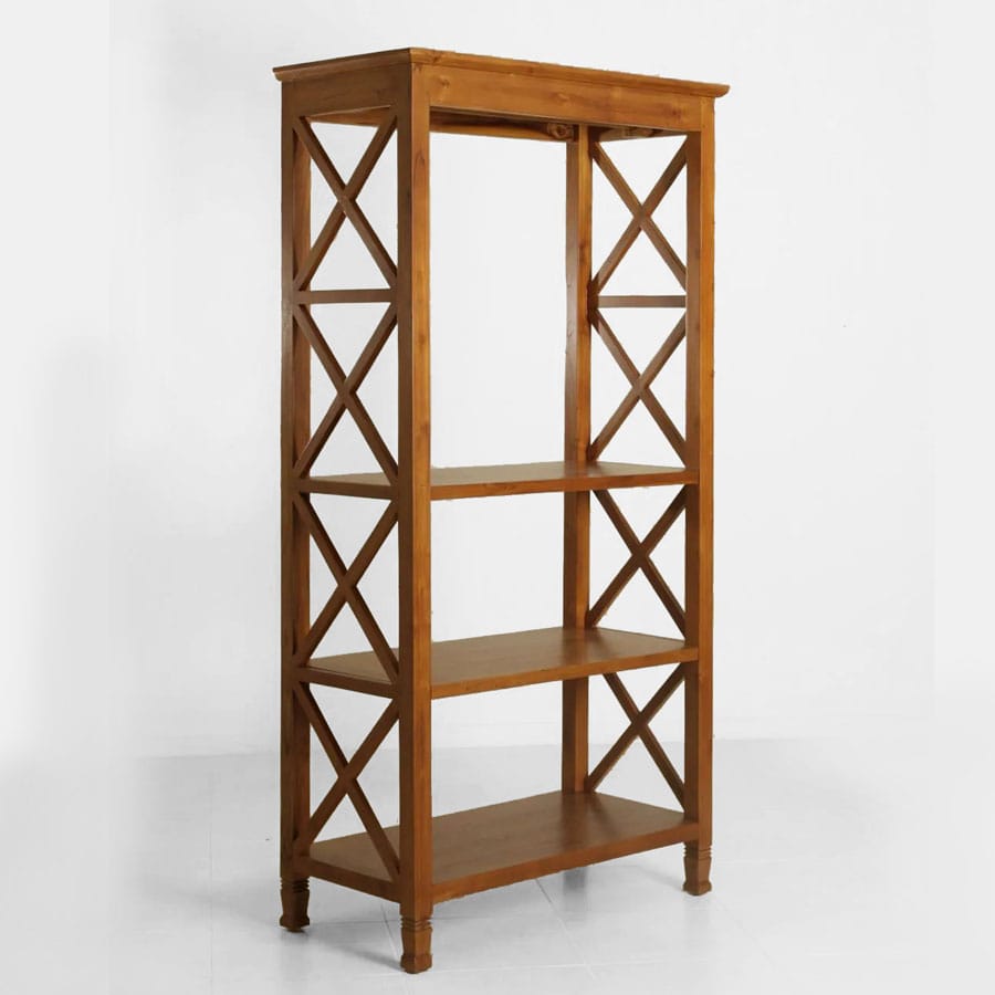 Crossing slats shelving