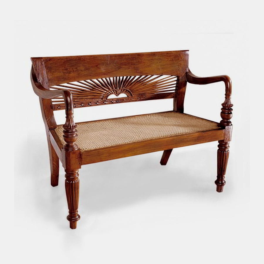 Sunrise carving colonial bench