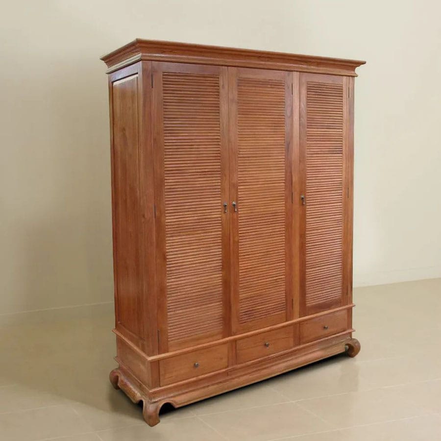 Teak wardrobe cabinet 3 doors Opium legs