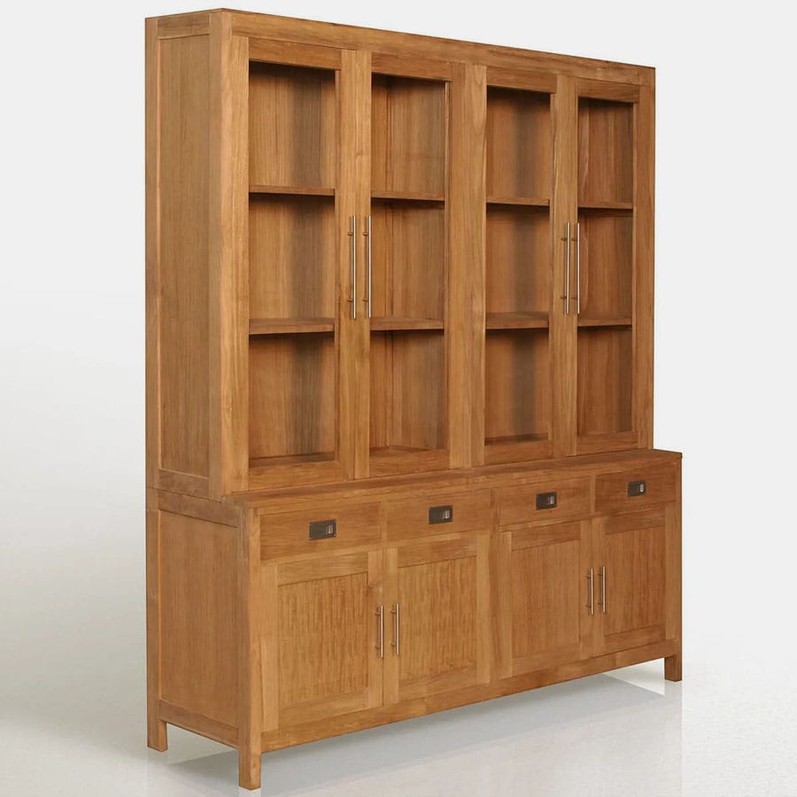 Teak bookcase 4 doors