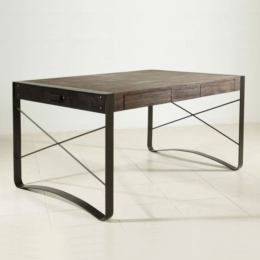 Reclaimed teak steel desk