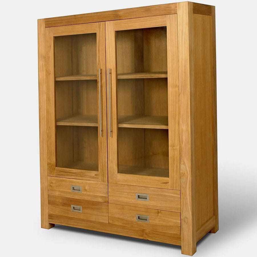Teak plain display cabinet