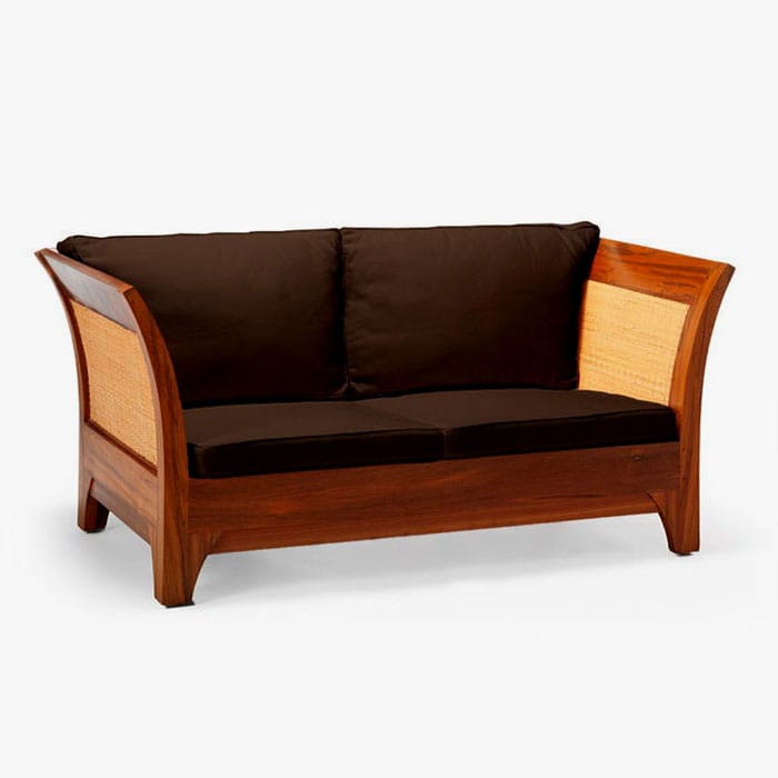 Teak rattan sofa 2 seats