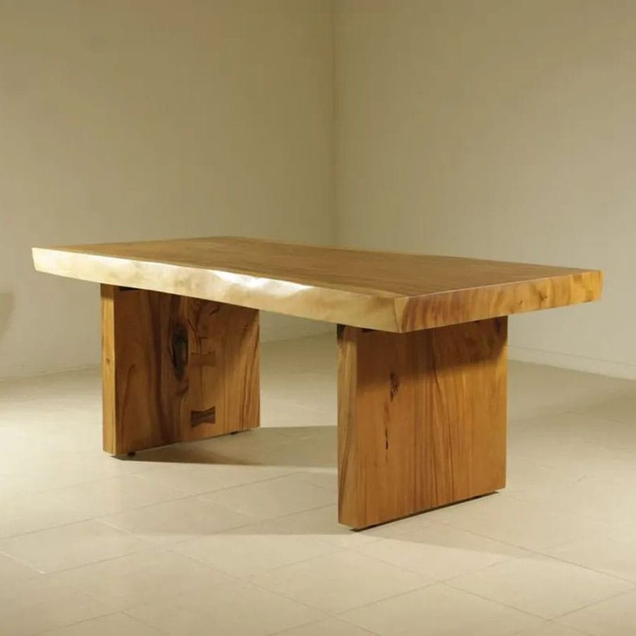Wood slab dining table