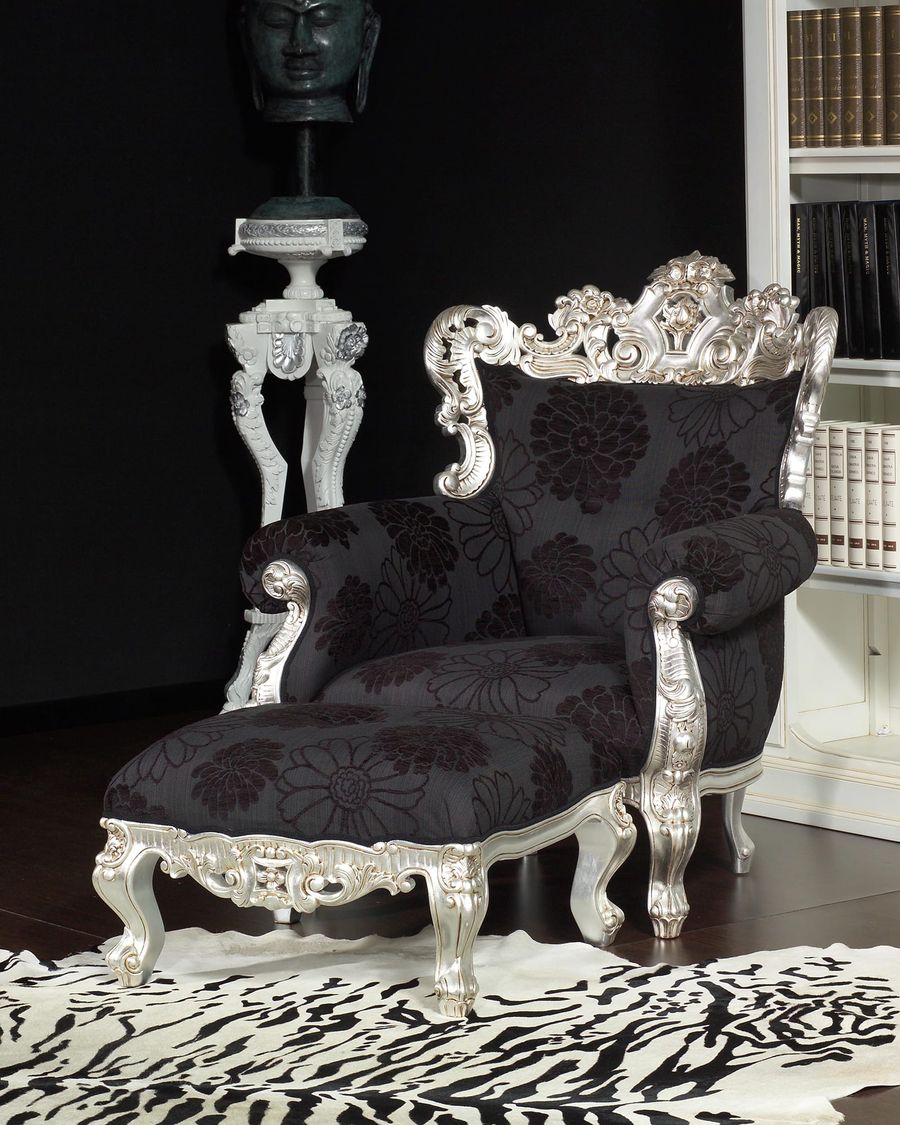 Late baroque rococo armchair and stool