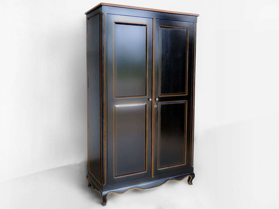 Black wood wardrobe cabinet