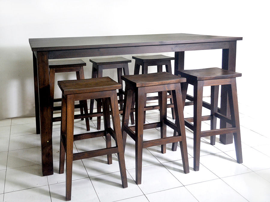 Communal dining table and stools