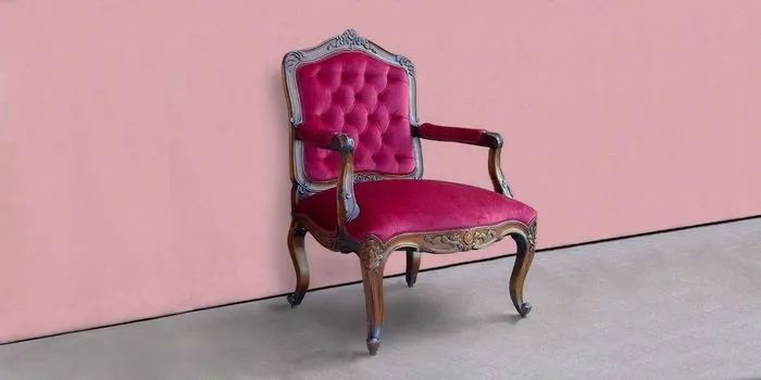 Louis XV chair made of mahogany wood, a French antique furniture replica.